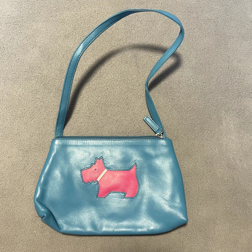Radley London Blue Pink Mini Bag Vintage Y2K Dog Classic Small Leather British